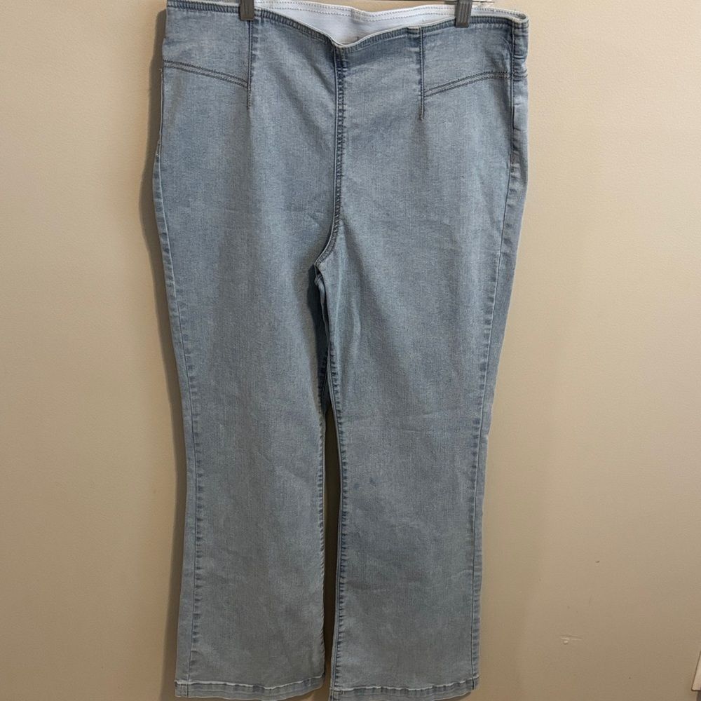 Knox Rose Womens Light Wash Pull On Flare Jeans Size 16 Stretch Denim Pants XL